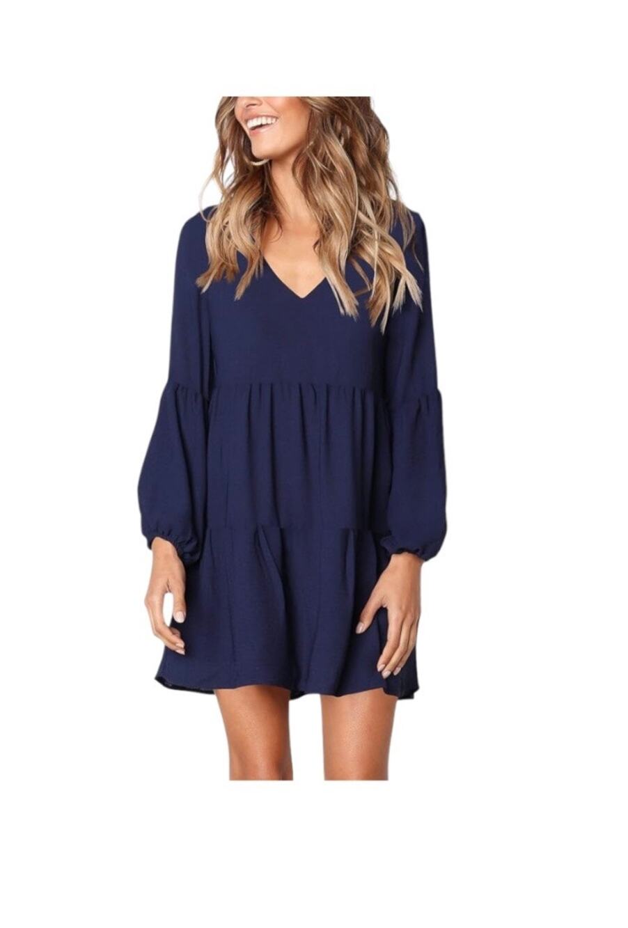 Amoretu Summer Tunic Dress V Neck Casual Loose Flowy Dress Medium